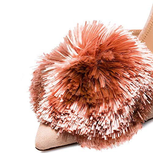Divanne Pumps for Women,Puff Pompom High Heels Pointed Toe Slingback Pumps Stiletto Heel Sandals Evening Party Wedding Shoes3