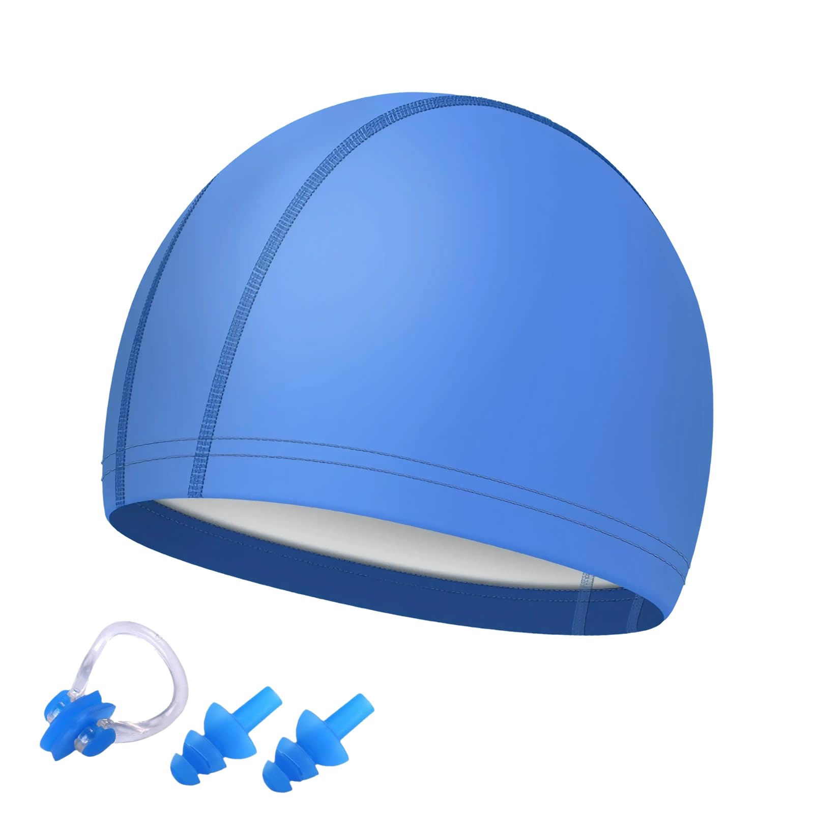 Swimming Cap,High Elasticity Kids Swimming Cap,Non-slip Swimming Hats Kids 6-14 with Waterproof, Fabric Swim Cap for Boys Girls (blue)
