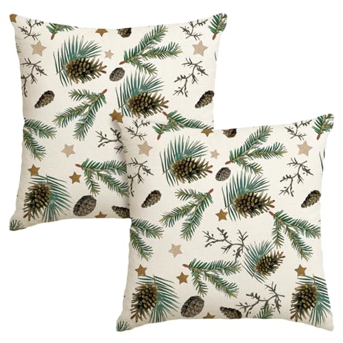 Artoid Mode Stern Kiefernzapfen Blätter Weihnachten Kissenbezüge 2er...