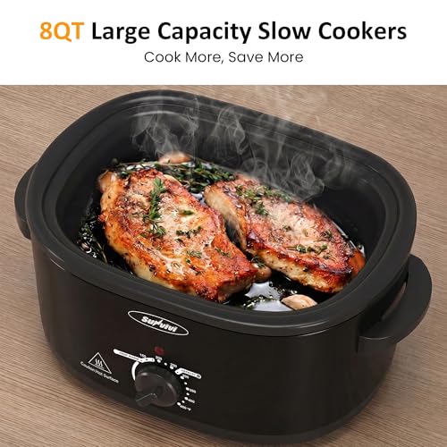 Image of Sunvivi Electric Roaster Oven for Small Families, 8QT Portable Roaster with Self-Basting Lid Defrost & Keep Warm, Adjustable Temp 150F-450F for Baking, Slow Cooking, Buffet Serving & RV Camping