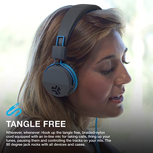 Jlab Audio Neon Headphones On-Ear Feather Light, Ultra-Plush Eco Leather, 40Mm Drivers, Guaranteed For Life - Graphite/Blue #TOP4