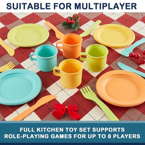 AOLEVA Kids Tea Set and Kitchen Accessories for Ages 3 4 5+ Years Olds, Plastic Pretend Role Play Kitchen Toy Tea Cups - Image 4