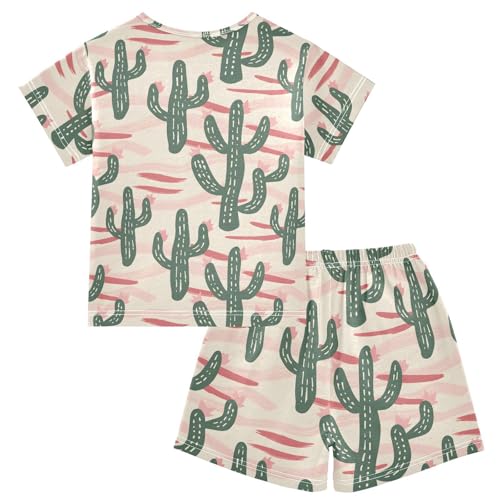 ALAZA Cactus Cartoon Pajamas Short Sleeve 2 Piece Sleepwear Top and Bottom Pajama Set Unisex2