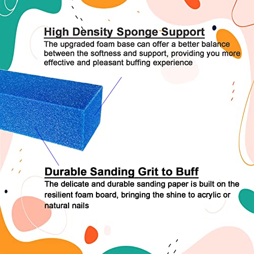 10 Pcs Nail Buffer Block for Acrylic and Natural Nails, 4 Sided Sanding Buffers for Gel Nails Fingernail Shine Buffing Filer Set, Professional Manicure Polisher Buffer Bulk Medium Grit (Blue)