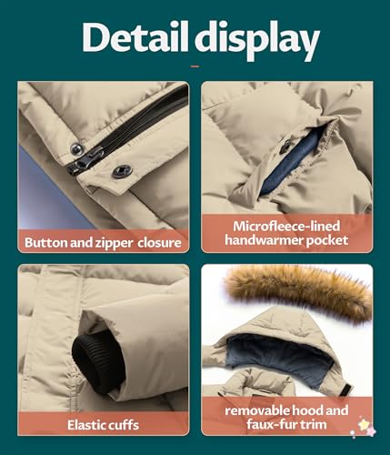 Image of CREATMO US Boy's Water Resistant Winter Coats Warm Fleece Lined Outwear Windbreaker Ski Jacket