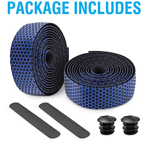 Marque Hex Bicycle Handlebar Tape - Road Bike Handle Bar Tape 2Pcs Per Set (Blue) #TOP3