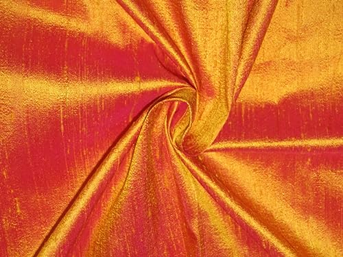 Tissu de soie Dupioni irisé mangue et jaune orange de haute couture pour robe chic 137cm