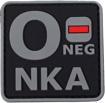 Uijokdef 1 PCS Noctilucent Blood Type AB Negative NKA Tactical PVC Patch, 3D Soft Rubber Black and Gray O-