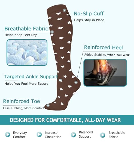 Image of 8 Pairs Compression Socks for Women & Men,Support Compression Stockings for Medical Running Athletic