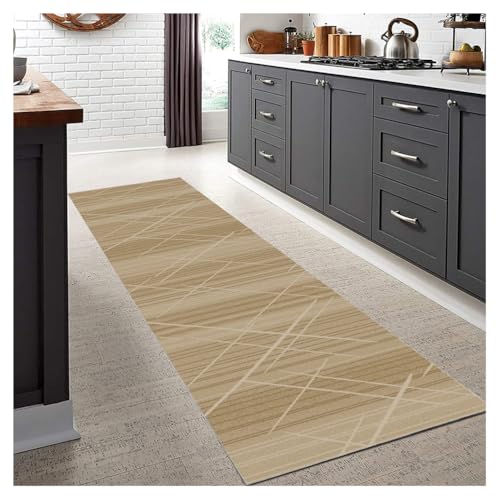 Tapis de couloir géométrique beige chic moderne 90x250cm - 6