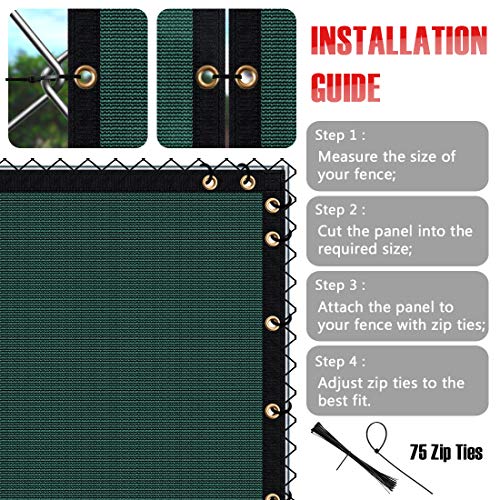 Robuster Sichtschutzzaun, 90 % Verstopfung, grüne Netzabdeckung mit Messingösen für Garten, Hof, Wand, Hinterhof… – Bild 5