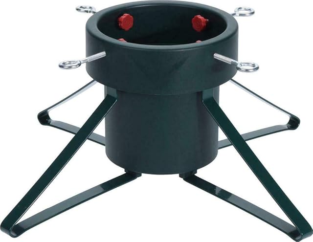 Traditional Christmas Tree Stand, Metal Frame, Strong Plastic Holder, Adjustable Holder, Green (Trunk Diameter 5-14 cm)