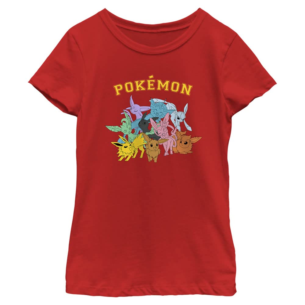 Pokémon Girls Red Pokemon Gotta Catch Eeveelutions Short Sleeve Tee Shirt, L