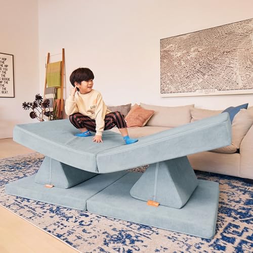 Image of Nugget - The Original Play Couch for Kids - Modular Foam Children's Sofa for Playroom, Imagination, & Creative Open Ended Play - Washable & Convertible Playroom Furniture, Surfside