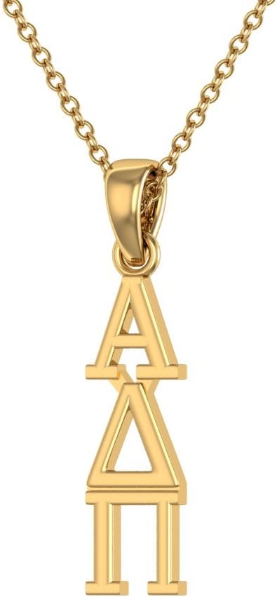 Alpha Delta Pi Necklace Vertical Gold Plated Sterling Silver Pendant with 18" Chain