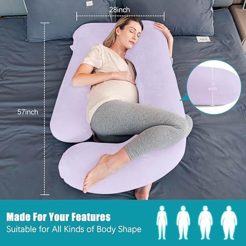 Image of Cute Castle Pregnancy Pillows, Soft U-Shape Maternity Pillow with Removable Cover - Full Body Pillows for Adults Sleeping - Pregnancy Must Haves - Jumbo 57 Inch - Purple