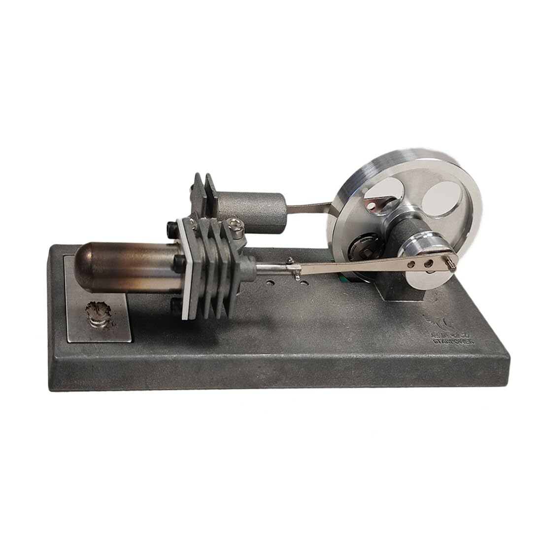 Kit motore Stirling con volano luminoso, 12 × 6 × 6 cm | Il volano luminoso completa il meccanismo autoassemblato con un effetto luminoso visibile.