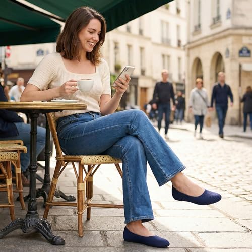 Image of Reimferce Women Comfortable Casual Flats: Lightweight & Anti-Slip for Outdoor Walking - Soft Insole & Breathable Knit for Confidence - Women 25-45