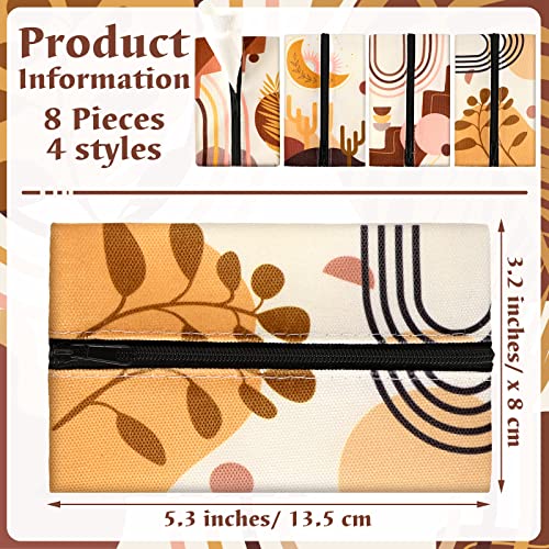 Image of 8 Pieces Purse Tissue Holder Reusable Travel Tissue Pouch Fabric Zipper Purse for Bag Car Office Home(Boho)