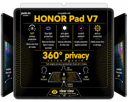 Image of Pxin 360 Pro Privacy Screen guard compatible with Honor Pad V7 | Anti Glare | Anti UV | Anti Blue | Anti Reflection | Privacy Filter | Unbreakable Build