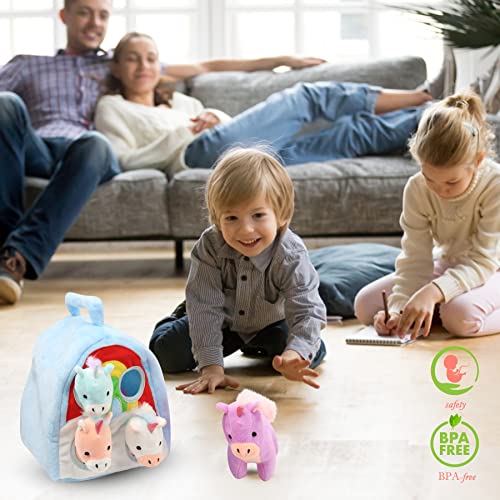Hopearl Magic Unicorn House Stuffed Animal Plush Toys Set with 4 Baby, 11'' by Hopearl - Used condition - Image 7