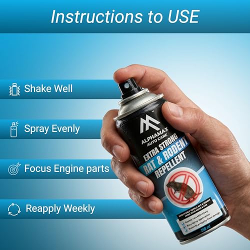 Image of ALPHAMAX Rat Repellent Car Spray (250 ml) | Easy to Apply |Powerful & Long Lasting Protection for Car, Bike Wires & Engine Part