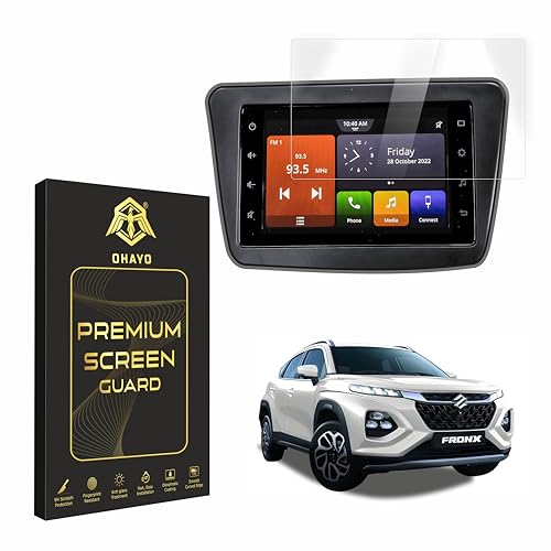 Image of OHAYO 9H Military Strength Screen Protector for Maruti Suzuki Fronx 7 Inch Infotainment System | Full Coverage Clear Display Protection Film | Scratch Resistant, Ultra Tough, Bubble Free | Car Accessories Interior Screen Guard