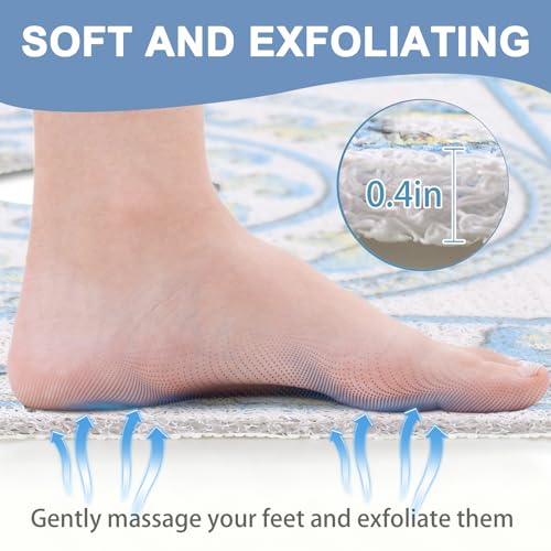 Image of Square Shower Mat Non Slip: 32x32 Inch Extra Large Shower Mats with Drain Hole in Middle -Anti Slip Shower Mats for Inside Shower -Loofah Shower Floor Mat Bath Mat for Shower Stall Bathtub Elderly