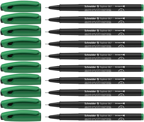 Schneider Topliner 967 Fineliner (Strichstärke 0 4 mm) 10 Stück grün