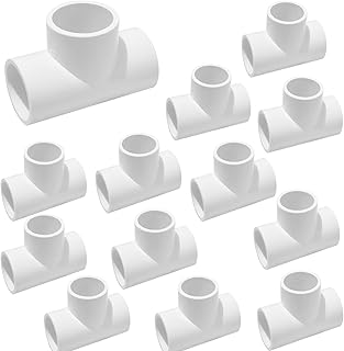 1" 3 Way Tee PVC Fittings-12 Packs, PVC Pipe Fittings Connector Furniture Grade SCH40 PVC Elbow, PVC Tee Socket, 3 Way Tee Elbow Pipe Fitting Adapter for Home or Industrial Use (1 inch-12 pack)