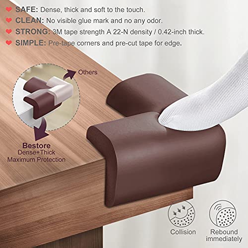 Image of Generic Baby Corner Protector - Edge Bumper Guard Crib - Safety Table Furniture - Foam Protectors Guards Proof Bed Wall Bumpers Fireplace Child Cover - proofing Rail Padding Pads Door Covers (Brown)