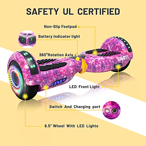 Simate Hoverboard With Carrying Bag And Gift Box, 6.5" Self Balancing Electric Hover Board With Bluetooth Speakers And Led Lights For Kids Adults Girls Boys Gifts #TOP4