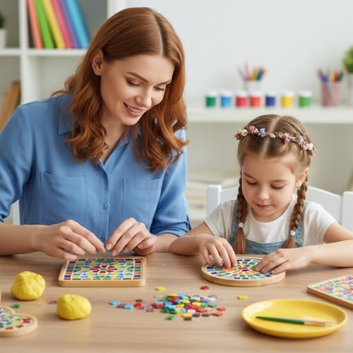 10 Pcs Wooden Assorted Shapes Mosaic Bases Wooden Mosaic Base for DIY, with Wood Surface for Handcrafted Glass Mosaic Tiles Crafts for Adults and Kids