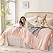 JANZAA Full Size Comforter Pink Comforter Set 3PCS 1 Ruffled Comforter Set and 2 Pillow Cases Blush Pink Bed Set Vintage Farmhouse Shabby Chic Bedding Soft All Season