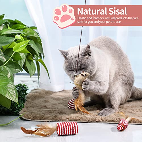 Nvted Cat Feather Toy Set, Playing Cats Toys Cat Wand Pet Activity Cat Nip Toys Feather Toys Collection In Gift Box, Set Of 7 #TOP2