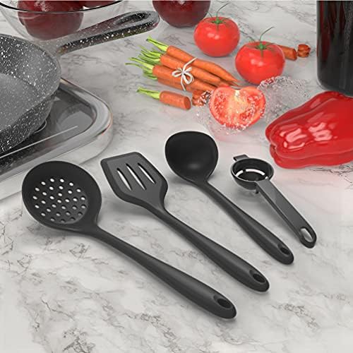 Silicone Cooking Utensils Set - 446°F Heat Resistant Kitchen Utensils,Turner Tongs,Spatula,Spoon,Brush,Whisk,Kitchen Utensil Gadgets Tools Set for Nonstick Cookware,Dishwasher Safe (BPA Free) — view 4