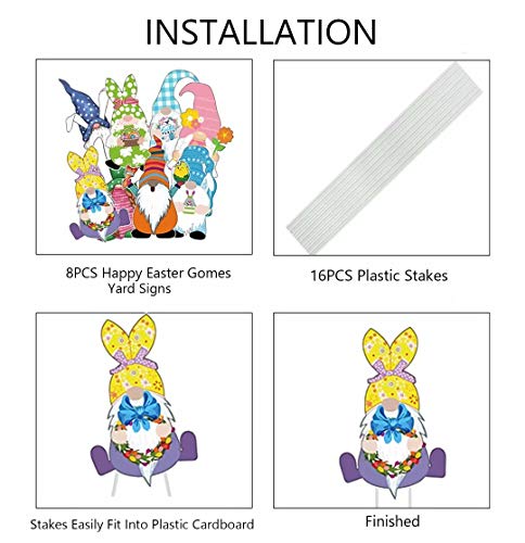 Funny Easter Gnomes Peep Yard Sign With Stakes Large Lawn Signs Bunny Gnomes Outdoor Decorations Rabbit Chick Peeps Yard Plastic Sign Eggs Daisy For Garden Patio Home Wall Decor Walkway (8Pc Gnome) #TOP3