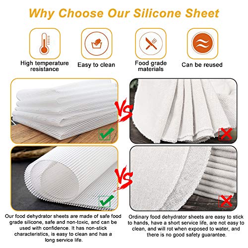 EMAEGREN 5 Stück Antihaft Silikon-Folie Rechteckige Lebensmittel-Trockner-Matten Wiederverwendbar Teflon-Dehydrator-Blätter Mehrzweck-Kochen, Backen für Lebensmittel, Obsttrockner (40 x 40 cm) – Bild 6