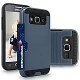 Galaxy Core Prime, Cellularvilla [Shockproof][Drop Protection] Hybrid Dual Layer Slim Wallet Case with Card Slot Hard Shell Cover for Samsung Galaxy Core Prime/Prevail LTE G360 (Midnight Blue Black)