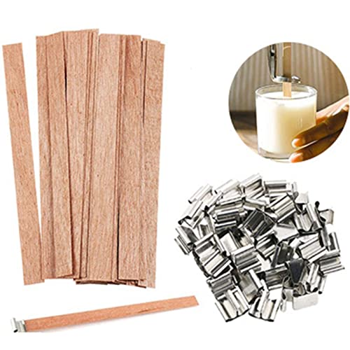 50 mechas de madera para velas con base de acero inoxidable miniatura 2