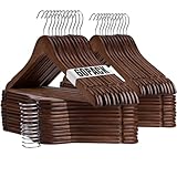 Uinicor Wooden Hangers - 60 Pack - Clothes Hanger for Daily Used,Heavy Duty Wood Hangers with Precisely Cut Notches,Coat Hanger for Closet, Clothes Hangers for Shirt Suit Dres（Walunt）
