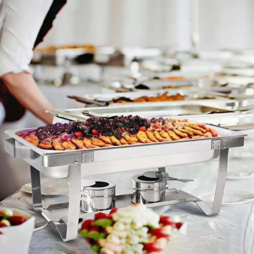 Imacone Chafing Dish Buffet Set Of 2, 8Qt Stainless Steel Rectangular Chafers And Buffet Warmer Sets For Catering, With Food & Water Pan, Lid, Foldable Frame, Fuel Holder For Event Party Holiday #TOP5