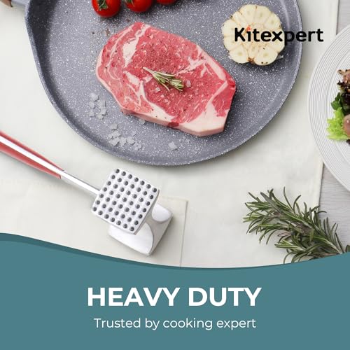 Image of KITEXPERT Meat Tenderizer Hammer with Comfortable-Grip Handle, Dual-side Mallet for Kitchen, Heavy Duty Pounder For Tenderizing Steak, Beef and Fish, Red