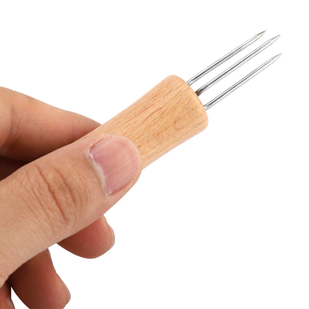 Ergonomic Wooden Handle, Stainless Steel BBQ Meat Fruit Forks, 4Pcs Barbecue Corn Holders, Effortless Cleaner, Portable and Lightweight, Suitable for Various Occasions