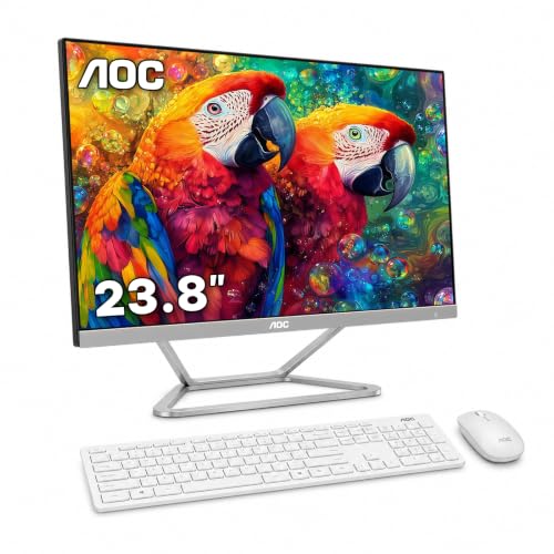 Image of AOC 23.8 inch All-in-One Desktop Computer, 512GB SSD, AMD Ryzen 5, Windows 11