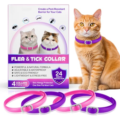 Collier Anti Puces pour Chat,Anti Puces et Tiques pour Chats Réglable pour Toutes Races Tailles,8mois Protection et Longue DuréE ImperméAble...