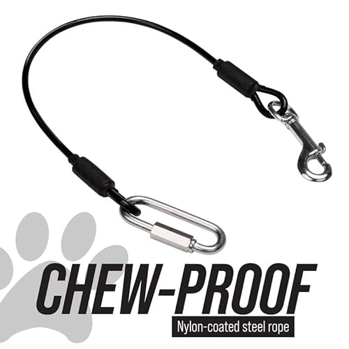 Leash Boss Dog Car Seat Belt Restraint - No-Chew Heavy Duty Car Seatbelt For Pets - 5 Sizes - Coated Steel Rope To Prevent Chewing (31 In) #TOP5