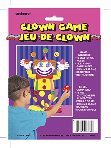 Unique Party 1885 - Juego de cumpleaños Ponle La Nariz Al Payaso