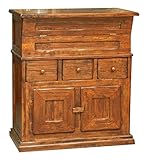Entièrement fabriqué en bois massif (tilleul), cette aux dimensions moyenne L81xPR45xH92cm a l'étage supérieur et la face avant des miroirs, révélant un grand compartiment, utilisé dans le passé pour que la pâte ou la conservation des aliments. Il est également equipé de trois tiroirs pratiques et d'un grand compartiment avec deux portes. Produit fabriqué en Italie ,en suivant les anciennes techniques de la menuiserie, de l'artisanat, vous pouvez prendre un plongeon dans le passé