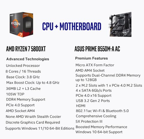 Image of MICRO CENTER AMD 5800XT Processor with ASUS Prime B550M-A AC Motherboard